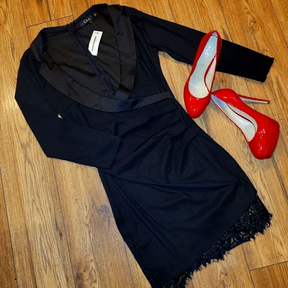 Cbr, black, low cut, dress